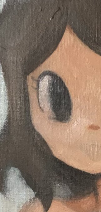 ほっぺの前にきてる髪を消そうと考えたが、肌に塗ってる色は半透明色の混色なのでその色をいくら塗り重ねても透けてくる。そこで一旦不透明の白で塗りつぶして乾いたら肌塗って髪を描くというパズルゲームをプレイ中。 