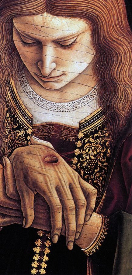 AliciaMimundo's tweet image. Carlo Crivelli pintor italiano del #Quatroccento nacido en #Venecia entre el 1430-1435.
Sus obras destacan por el nervio y brío que imprime a las figuras y por la brillantez de los colores. Aunque ya empezaba a usarse el óleo, Crivelli pintó siempre al temple.
#Arte