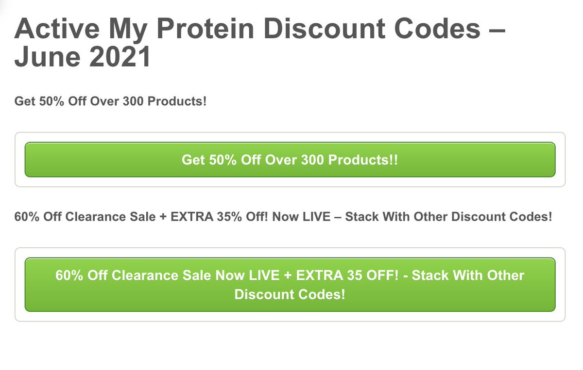 cpdcodes1's tweet image. Active #Myprotein discount codes for June 2021
myproteindiscountcodes.co.uk