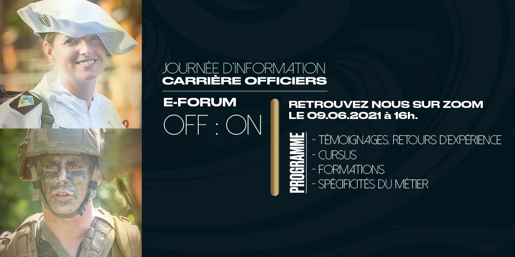 CdC_8eBCP's tweet photo. Le 09.06.2021 à 16h aura lieu l'e-forum OFF:ON, une journée d'information sur la carrière officiers de l'armée de Terre.
Retrouvez-nous sur #zoom : https://t.co/ry8lXMf42R
#arméedeterrerecrute #DéTERREmiNation #unsoldatestentoi #engagetoi #sautelepas #àtescôtés #trouvetavoie https://t.co/5xoMt6LULK