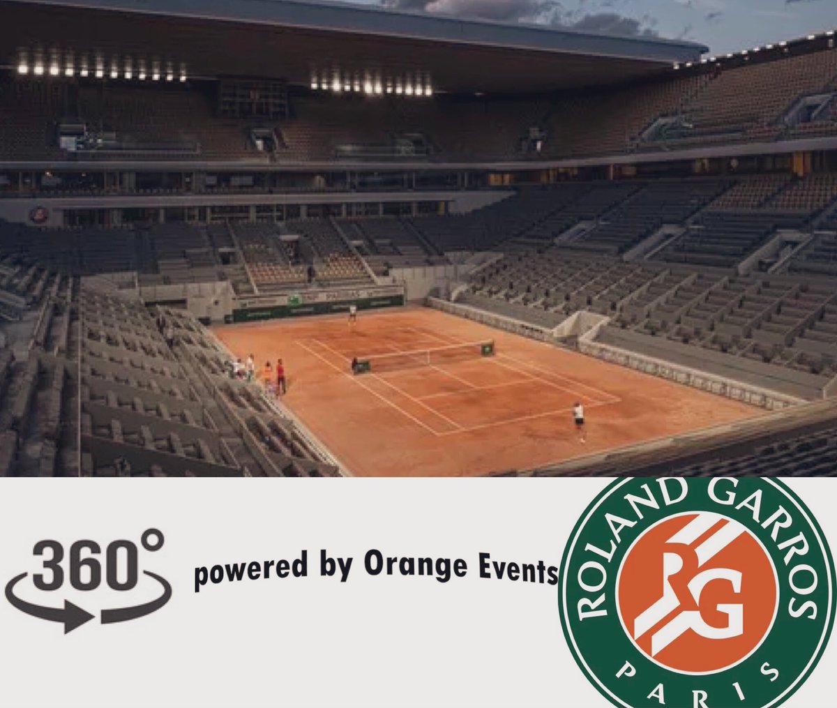 davpicard's tweet photo. Vous aimez le #tennis ? Vous aimeriez être ce soir à #RolandGarros ? Vous avez tout simplement envie de vivre une nouvelle expérience #sociale et #digitale à distance ? Rendez vous ce soir à 23h30 #RG360 sur #YouTube #NightSessions #VirtualTour #OrangeEvents #VR #VirtualReality https://t.co/DeGiR8PmAp