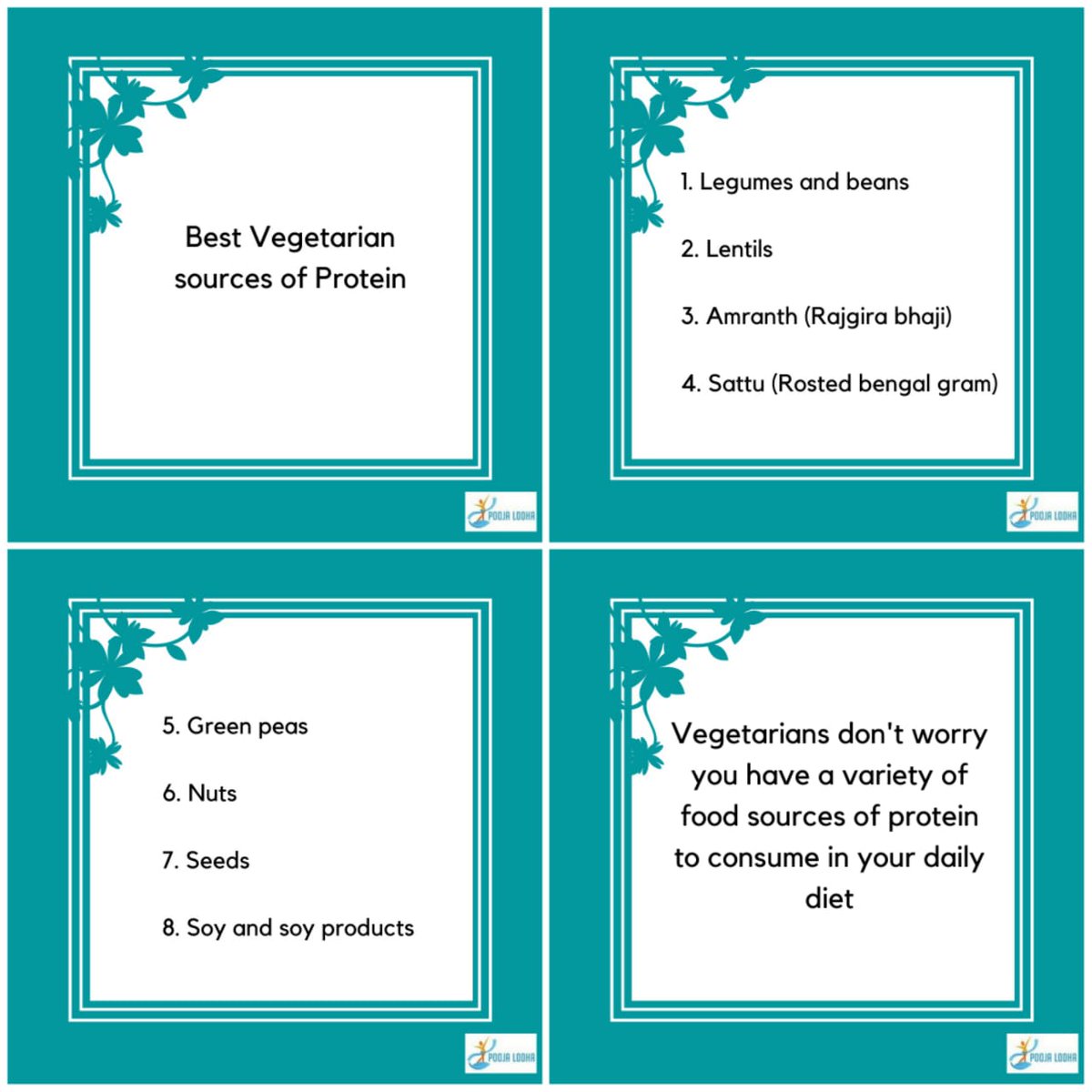 Vegetarians don't worry you have a variety of food sources of protein to consume in your daily diet.
#nutrition #nutritionist #diabeteseducator #childnutritionist #diabetes  #dietplan #weightloss #weightgain #food #exercise #fitness #health #healthy #protein #vegetarianprotein