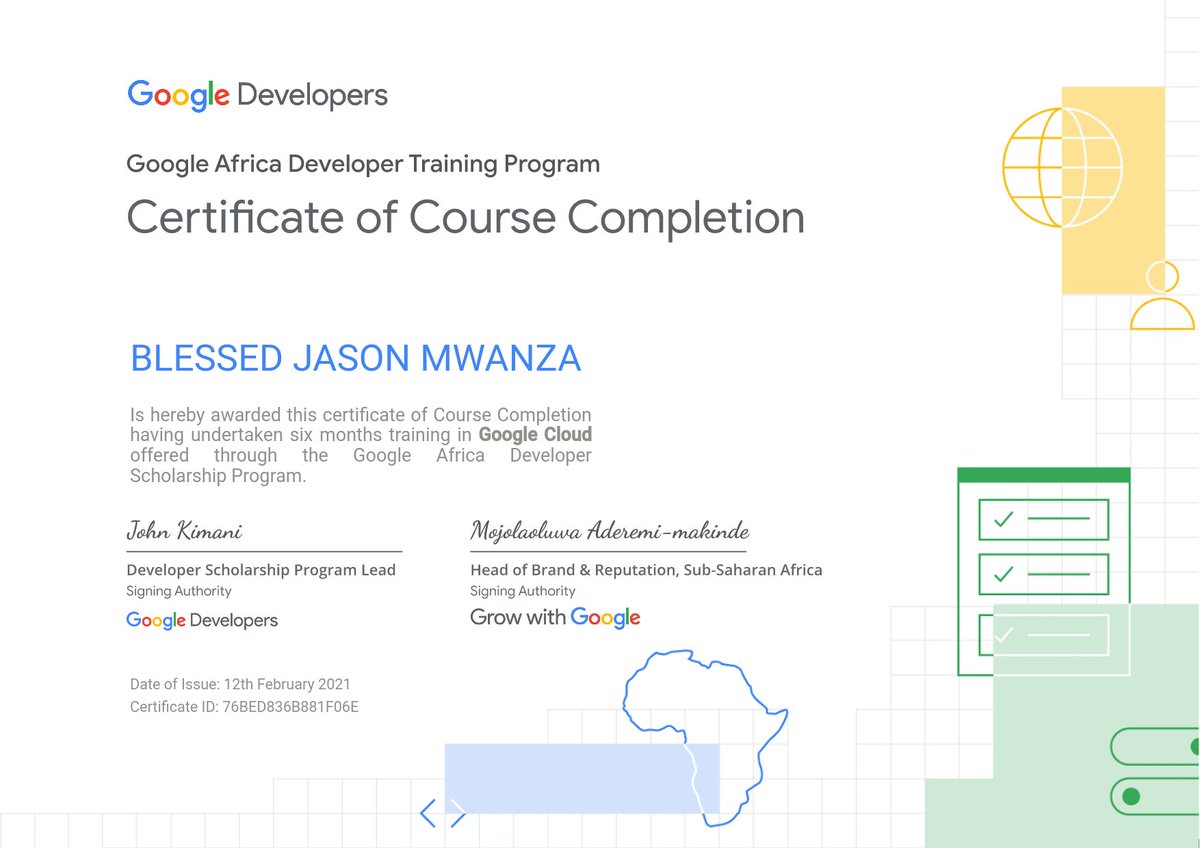 mwanzabj's tweet image. Thank you @GoogleCloudTech &amp;amp;&amp;amp; @googleafrica . Doing more #cloud this year. These opportunities have positive real life impact in our daily developments.
#MotivatedDev