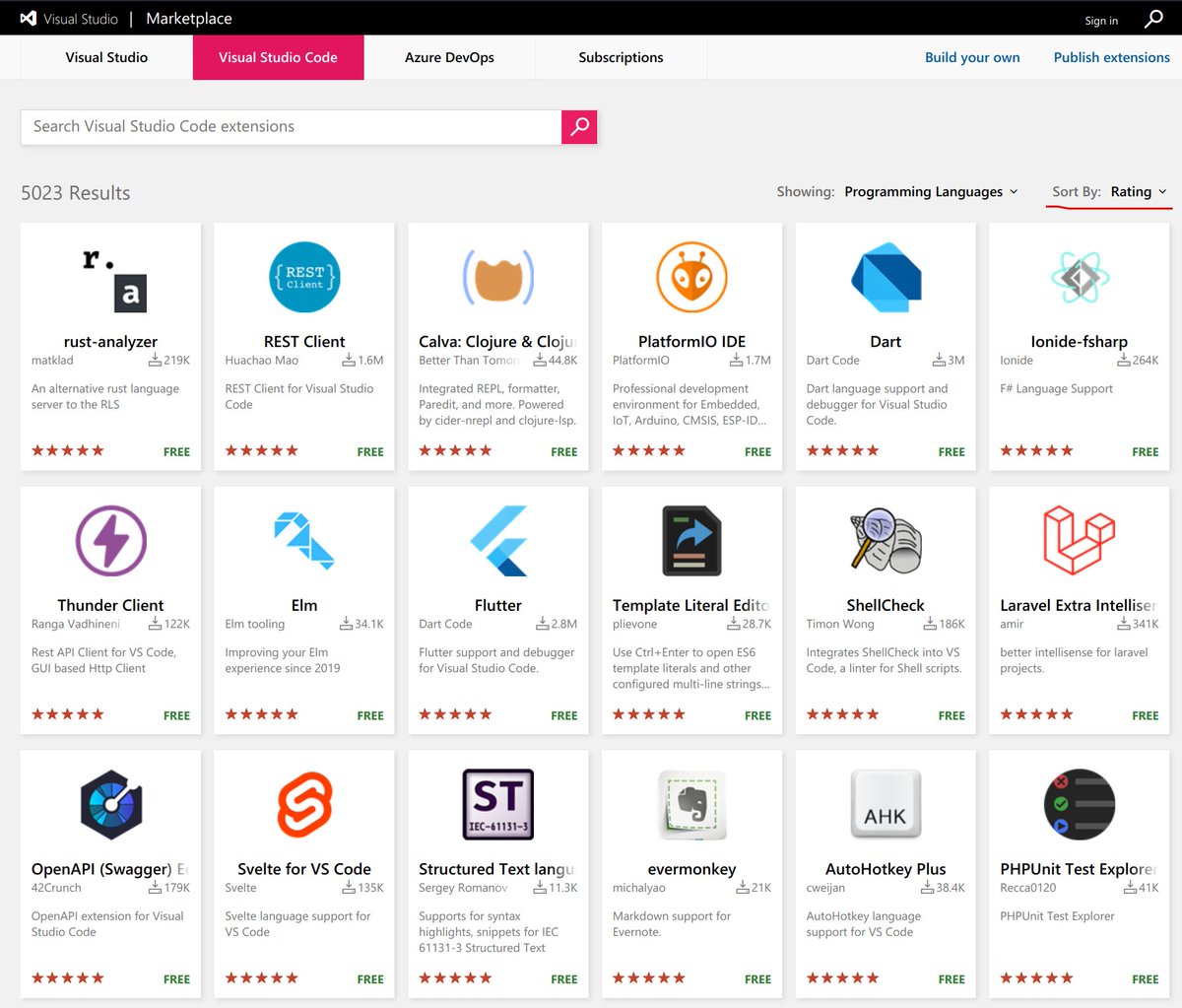 rust_analyzer's tweet image. It seems like we&apos;re not just a good LSP for Rust, but a good LSP overall:

We&apos;re now the highest-rated VS Code plugin for programming languages!

If you&apos;d like to help us become even better, consider sponsoring us on GitHub Sponsors: github.com/sponsors/rust-…