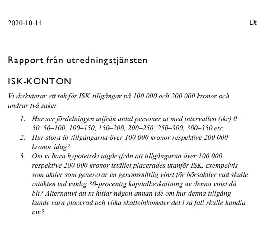 FridaNordnet's tweet image. Nivån på ISK-tak som S diskuterar är 100 000 kr resp 200 000 kr. Vi tar det igen. 100 000 kr och 200 000 kr. Med andra ord; nedmontering av svenskarnas populäraste sparform. Häxjakt på vanliga sparare.