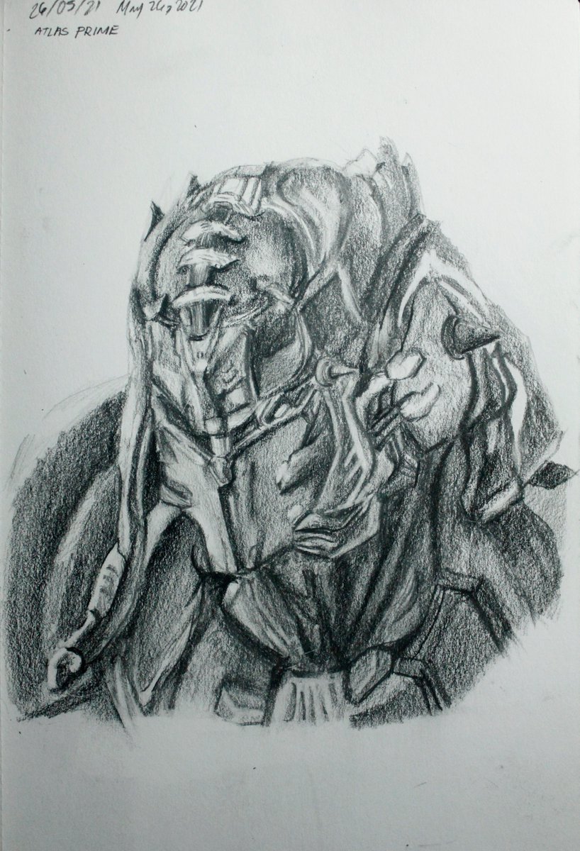 drawreens's tweet photo. Played @PlayWarframe and these two bois are my first two primes (Atlas and Chroma)! Had fun drawing these after a long hiatus of art, also love the friendly community! @rebbford ^^ #warframefanart #traditionalart #pencilart https://t.co/xwrT2YPDuG