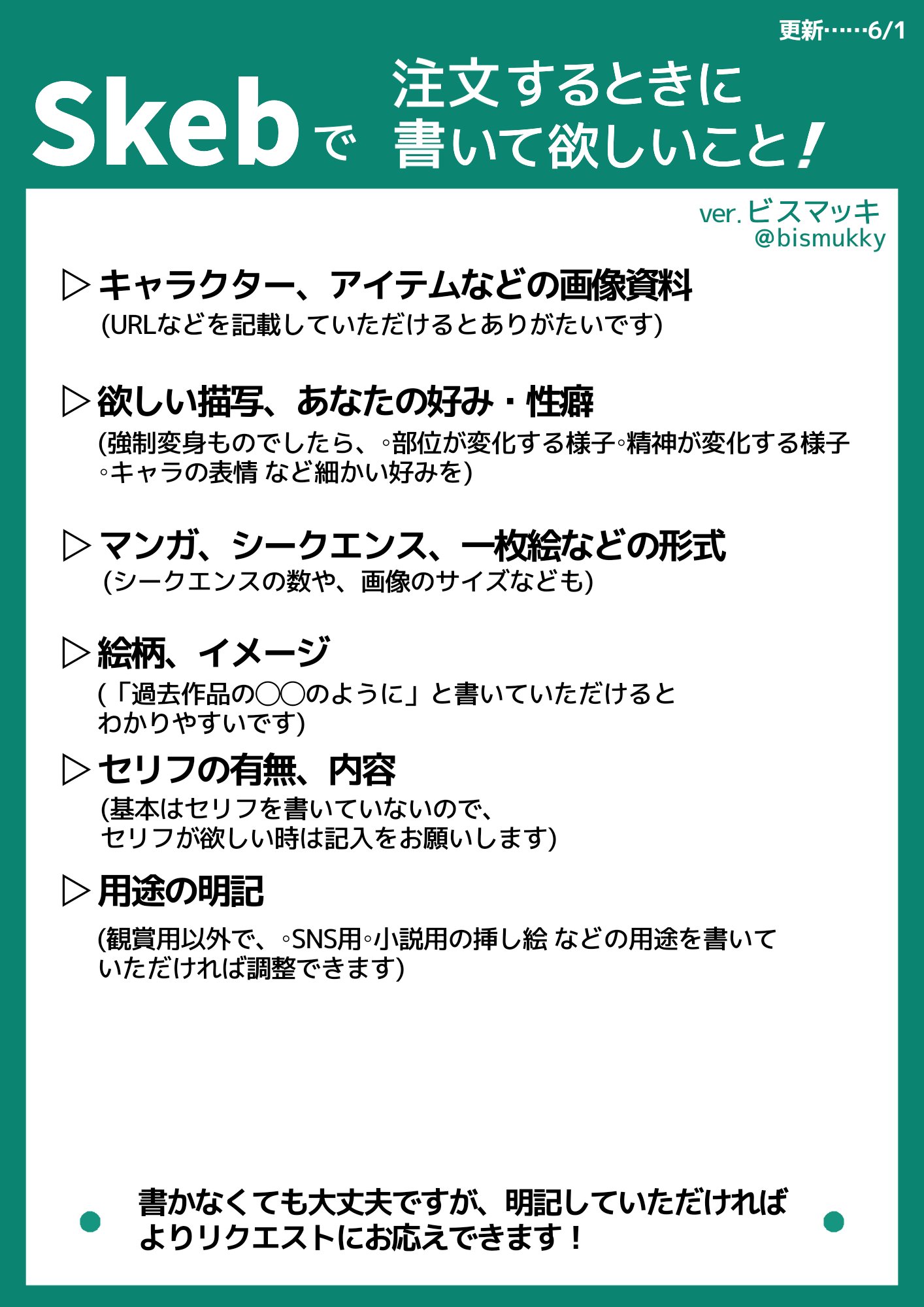 ビスマッキ Skeb イラリク 6月よりtwitterで投稿しているskebで依頼いただいたイラストは 少し画質を下げた イラストになっています また Skebでリクエストいただける際には こちらのリストも見ていただけるとありがたいです T Co