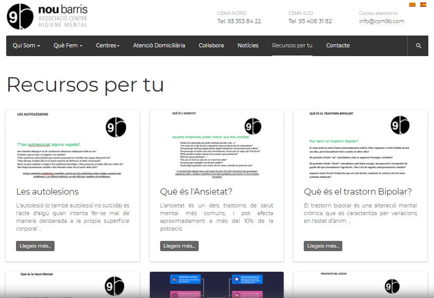 CSM9B's tweet photo. Aquests dies hem estat sumant #Recursospertu : fitxes que creiem et poden ser útils si tens dubtes sobre si tu o alguna persona del teu entorn podeu estar patint un problema de salut mental https://t.co/b0cKGhjAkJ Confiem que et puguin ajudar! #cuidat #cuidemnos 
@Bcn_NouBarris https://t.co/uYZBWjlyeg