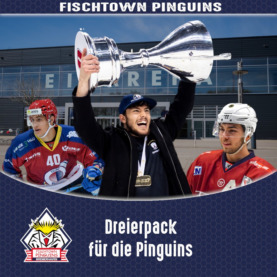 Dreierpack für die Pinguins

Nino Kinder, Tim Lutz und Tamas Kanya wechseln an die Unterweser 
➡️ fischtown-pinguins.de
#Moin #WIRsindBHV
