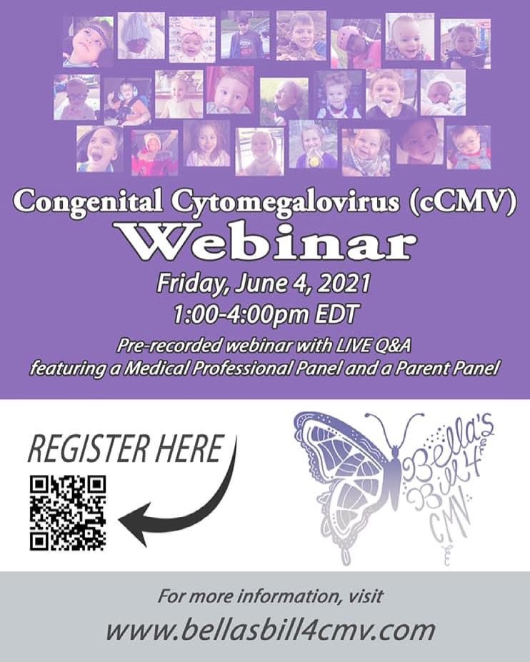 It’s CMV Awareness Month! Join <a href="/kyhandsvoices/">KY Hands & Voices</a> for this informative webinar. Please share with your OB/GYN, pediatrician and other medical professionals. 

Register here: forms.gle/MMZ1mjjPrnDpVJ…

#cmvawareness #cmv #obgyn #educateyourself #Webinar #bellasbill4cmv