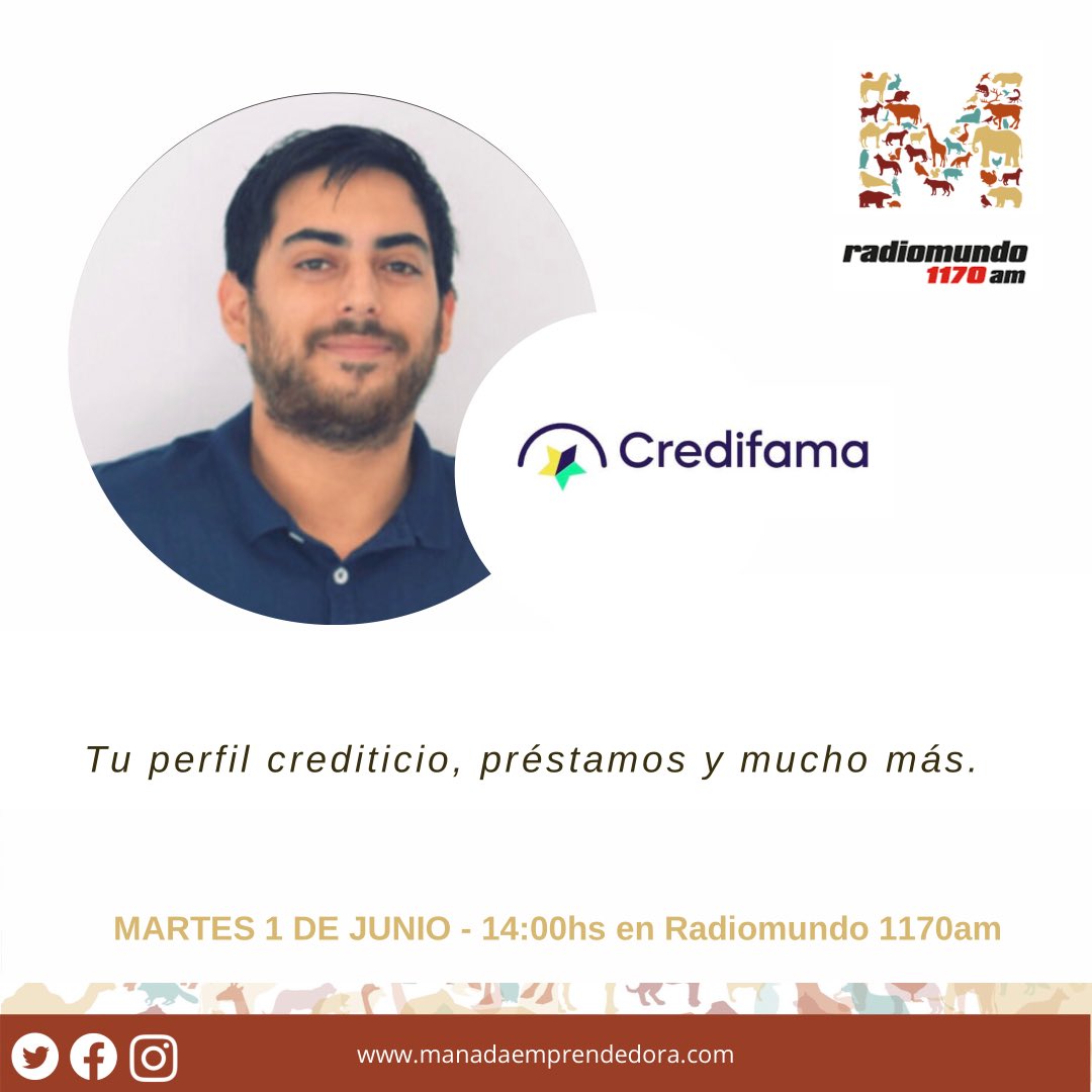 manada_podcast's tweet photo. ¡Es hoy! Escuchá la charla con Elías Margolis, fundador de @credifama 

Una emprendedor serial que quiere cerrar la brecha entre la oferta y demanda de créditos personales. 

#finanzaspersonales #emprender

🎧 hoy a las 14hs en @radiomundo1170 o en https://t.co/FRszUwNhoN. https://t.co/0FKMIlszF2