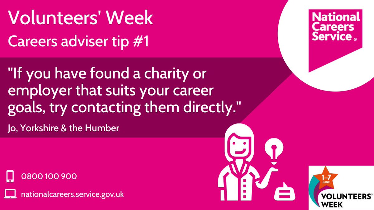 We kick of our series of careers adviser tips for #VolunteersWeek with some advice from Jo, in Yorkshire &amp; the Humber, about being proactive in your search for opportunities.

For more advice visit 👉 ow.ly/6KYU50EZTaC

#Volunteers #PlanForJobs