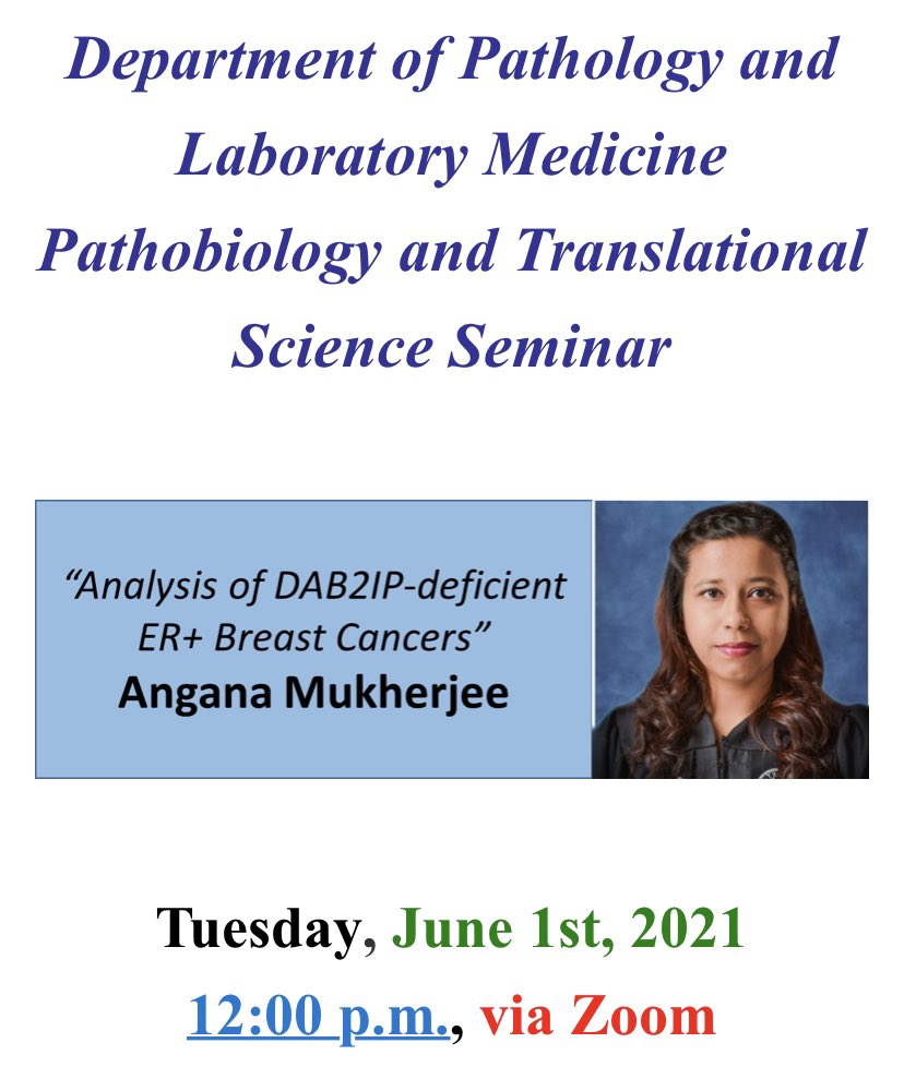 Don’t miss today’s student seminar, featuring Angana Mukherjee and breast cancer!