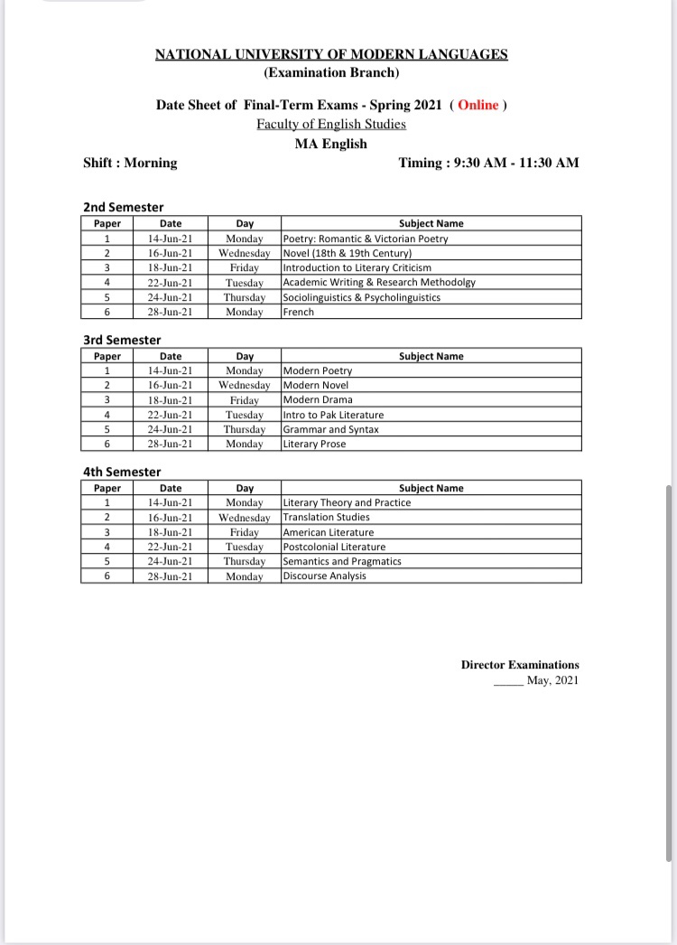 NumlSrc's tweet photo. Please find the attached Final Exam Date Sheet below
#srcnuml #numl
@PRO_NUML @OfNuml https://t.co/SSrLaz2q2m