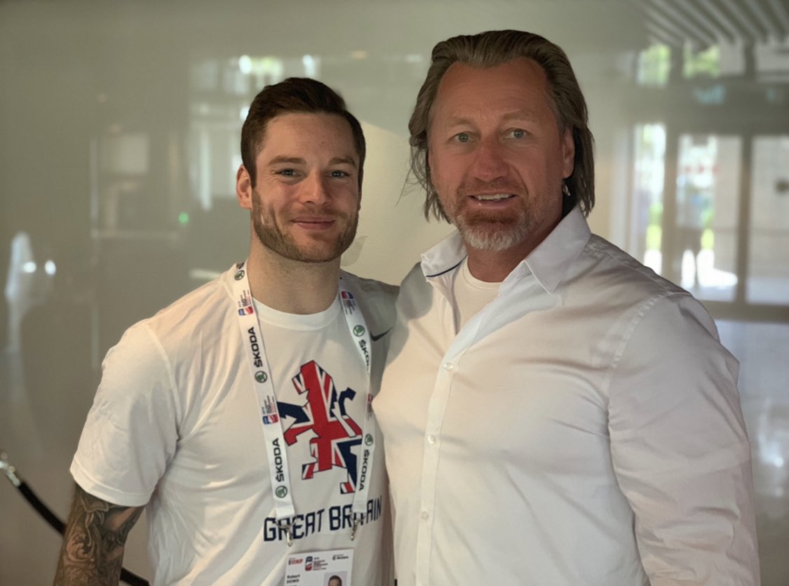 IHPBF's tweet image. Great effort by GB ice hockey team these past 14 days 🇬🇧 and a big shout out to Robert Dowd representing the IHPBF at 2021 WM.  (Pictured here with fellow trustee Ian Cooper at 2019 WM). @steelershockey @TeamGBicehockey