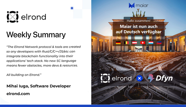 MultiversX's tweet photo. Last week in $EGLD ⬇️
 
1/
⚙️ Interoperable value flows via @_Dfyn
💳 DeFi Insurance for Elrond dApps via @insur_ace
📊 Advanced Risk Management via @oddz_finance
📲 AI sports platform @dotmoovs builds on Elrond
💹 $MEX snapshot data week 5
🛠 Weekly #elrondtech https://t.co/m8pSsjOH6E