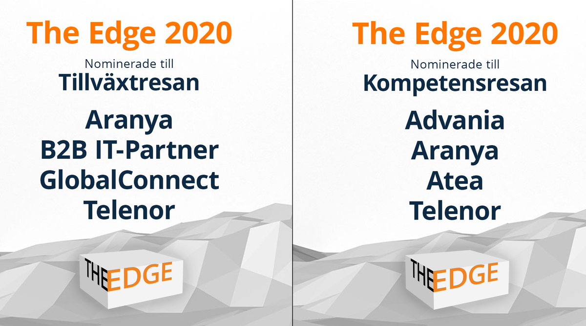 Aranya dubbelt nominerade i HPE Arubas event "The Edge" som går av stapeln 8e Juni! Tacksamma för nomineringarna och håller tummarna att vi vinner 🙏 #HPE #Aruba bit.ly/3fZopTl