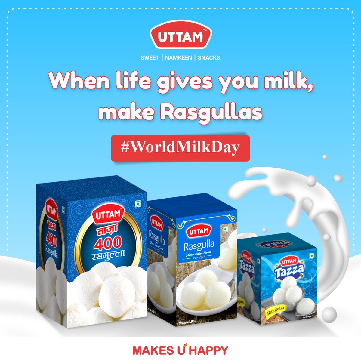 madeinbikaner's tweet photo. Eat Healthy &amp; Drink Healthy

#MadeInBikaner #UttamFoods #UttamSweets #Bikaner
#MilkDay #NationalMilkDay #rasgulla https://t.co/CkHtNLtSnN