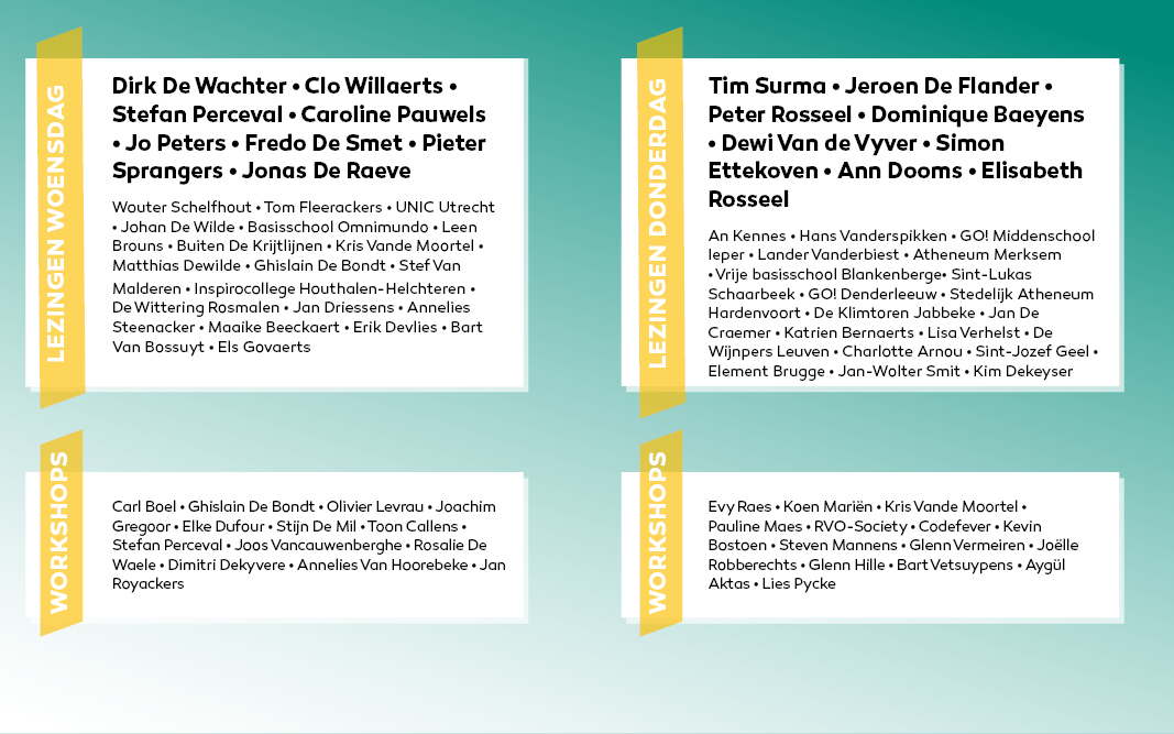 Sett Vlaanderen (@settvlaanderen) on Twitter photo In ware festivalstijl lanceren we vandaag de line-up voor Sett Gent 2022! Met niemand minder dan <a href="/Dirk_de_Wachter/">Dirk de Wachter</a>, <a href="/timsurma/">Tim Surma</a>, @Silmarven, <a href="/CloWillaerts/">Clo Willaerts</a>, <a href="/Rosseel_Peter/">Peter Rosseel</a>, <a href="/AnnDooms/">Ann Dooms</a>, @boel_carl,...
Tickets nog t.e.m. 30 juni te koop aan voordeeltarief via bit.ly/3vqxpHS In ware festivalstijl lanceren we vandaag de line-up voor Sett Gent 2022! Met niemand minder dan <a href="/Dirk_de_Wachter/">Dirk de Wachter</a>, <a href="/timsurma/">Tim Surma</a>, @Silmarven, <a href="/CloWillaerts/">Clo Willaerts</a>, <a href="/Rosseel_Peter/">Peter Rosseel</a>, <a href="/AnnDooms/">Ann Dooms</a>, @boel_carl,...
Tickets nog t.e.m. 30 juni te koop aan voordeeltarief via bit.ly/3vqxpHS