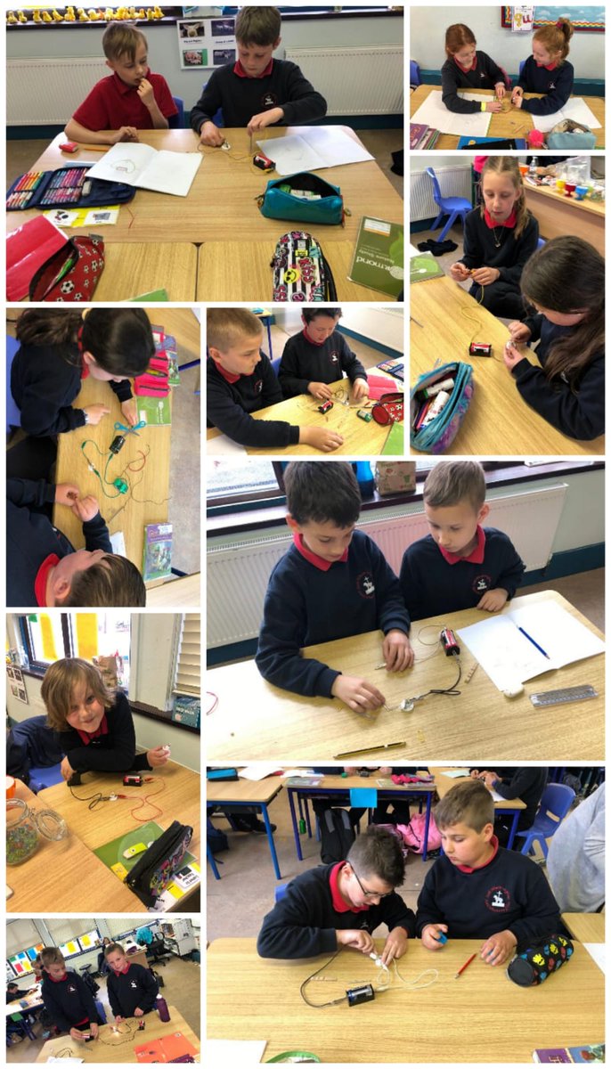 KnockNs's tweet photo. Third class are learning all about electricity this week. Here they are making their own circuits #activelearning #science #scienceatschool https://t.co/6sKZUJmclU