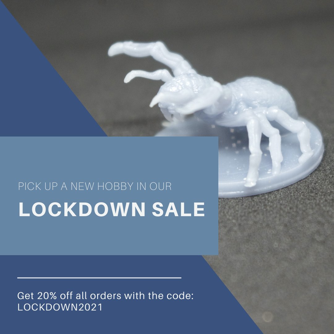 GrayHavenCaves's tweet photo. Need a new hobby this wee? We're offering 20% off all orders with the code LOCKDOWN2021 at our Etsy store!
https://t.co/CqVYZhDLEx
#Models #Miniatures #Dungeons&Dragons #DnD #3DPrinting #3DPrint #GrayHavenCaves #3DResinPrinting #Sale #20%Off #MelbourneLockdown #SpiderMini https://t.co/hXmvGx2Q8y