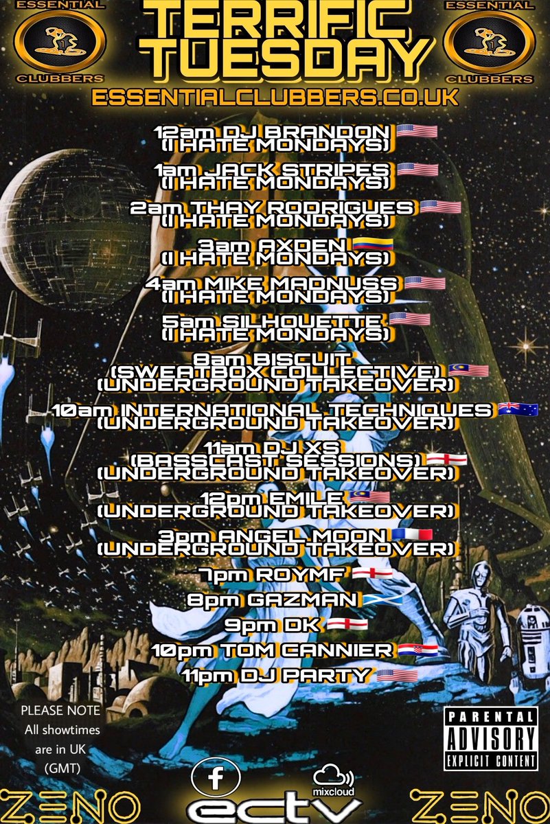 ESSENTIALCLUBB3's tweet photo. TERRIFIC TUESDAY!!!

PLEASE NOTE: All showtimes are shown in UK time (GMT) 

#ecradio #Essentialclubbers #NowPlaying #chat #listenlive #tuneinapp #Radio #jointhemovement #Facebook #mixcloud #Instagram #worldwide https://t.co/jnvLL7HzMH