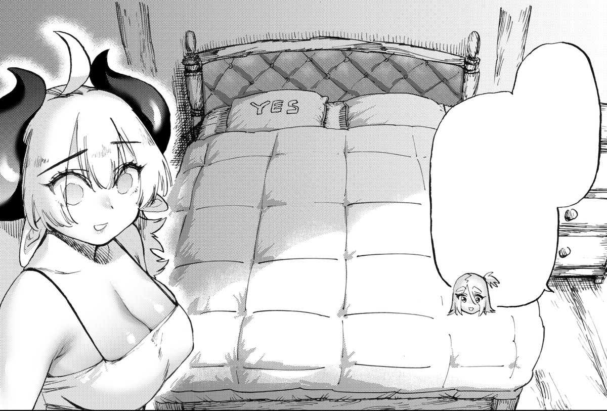 7巻の単行本作業だいたい済んだ!
これはカバー下描き下ろし漫画の、魔王がYES/NO枕を前に硬直してるやつ!YES! 