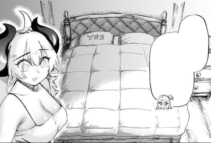 7巻の単行本作業だいたい済んだ!
これはカバー下描き下ろし漫画の、魔王がYES/NO枕を前に硬直してるやつ!YES! 