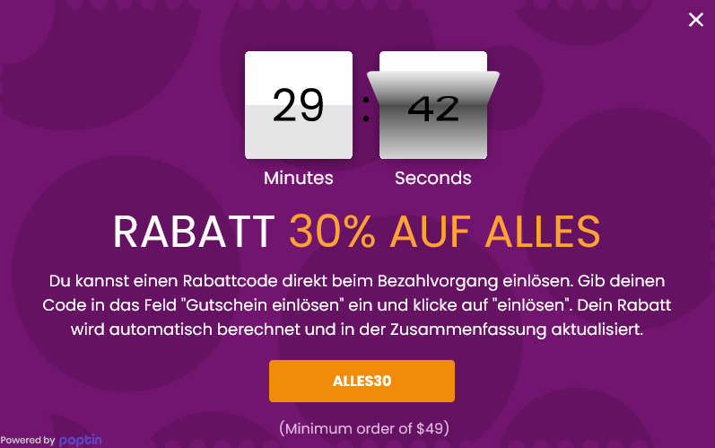 Spypoint's tweet photo. RABATT 30% AUF ALLES

Du kannst einen Rabattcode direkt beim Bezahlvorgang einlösen. Gib deinen Code in das Feld "Gutschein einlösen" ein und klicke auf "einlösen". Dein Rabatt wird automatisch berechnet und in der Zusammenfassung aktualisiert.https://t.co/gyBdHF7zWe https://t.co/IdTWAKxNOp