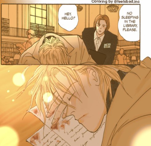 fuckingfaceache's tweet photo. SPOILER ON THIRD PANEL // More coloring things #BANANAFISH #ashlynx #okumuraeiji #panelcoloring https://t.co/Ox09nCk94k