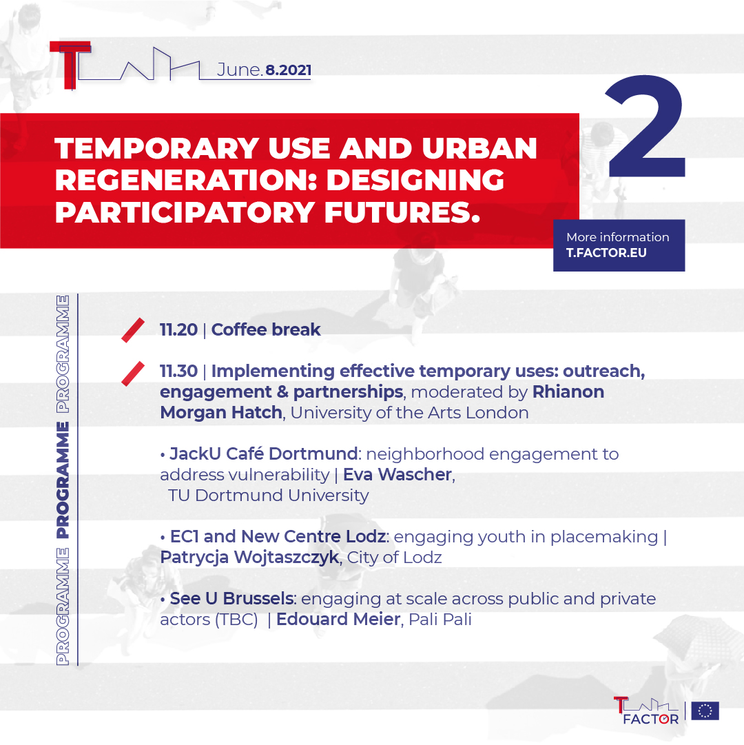 t_factor_eu's tweet photo. Temporary use is on the rise as a tool to make better choices in urban regeneration. On June 8th you'll hear from some of Europe's best cases and their challenges ahead. Take a look at the full programme and join the conversation here: https://t.co/1D1CHFBa7m https://t.co/6ozC3djqlC