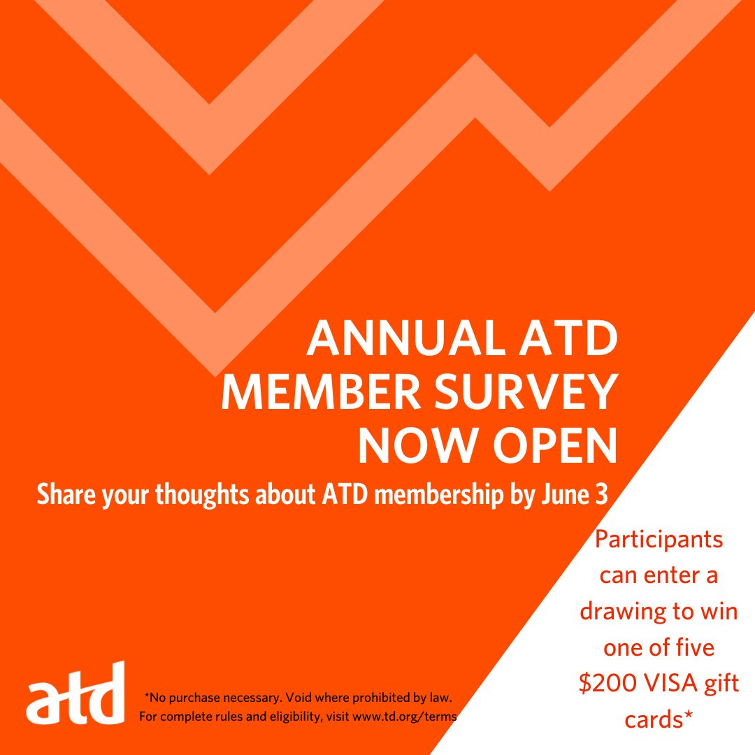 atd's tweet photo. Attention #ATDMembers: Our annual member survey is open now and we'd appreciate your feedback. Please take a few minutes to complete the survey linked below. Help us improve the #membership experience for you and others in our #global #community!
https://t.co/j4M1lHD8KF https://t.co/WFxd2VfrWo