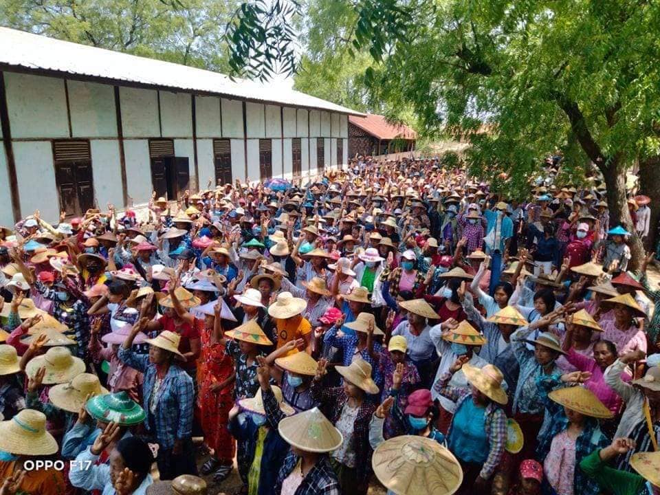 Several hundred villagers from #Monywa in #Sagaing Region rallied against the military regime on Tuesday. (Photo: CJ)

#WhatsHappeningInMyanmar
