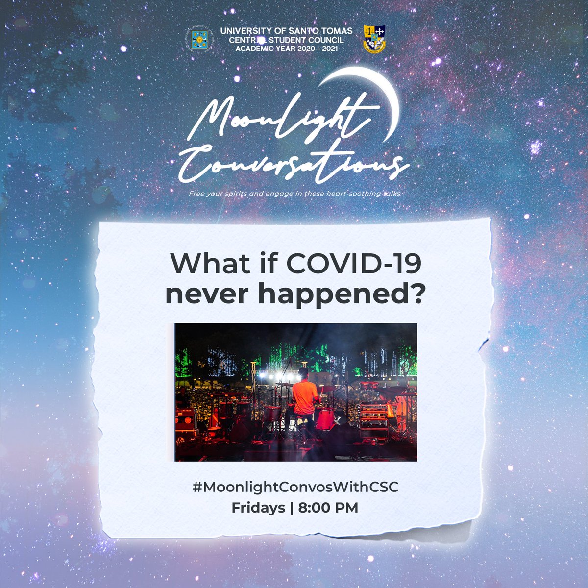 ust_csc's tweet image. What if COVID-19 never happened?

Thomasians, is this one of your biggest what-ifs? Share your thoughts with us by quote retweeting your answers!

Catch the fourth episode of #MoonlightConvosWithCSC on Friday at 8:00 PM via Spotify and Apple Podcast!

#CSCTranscendingBorders