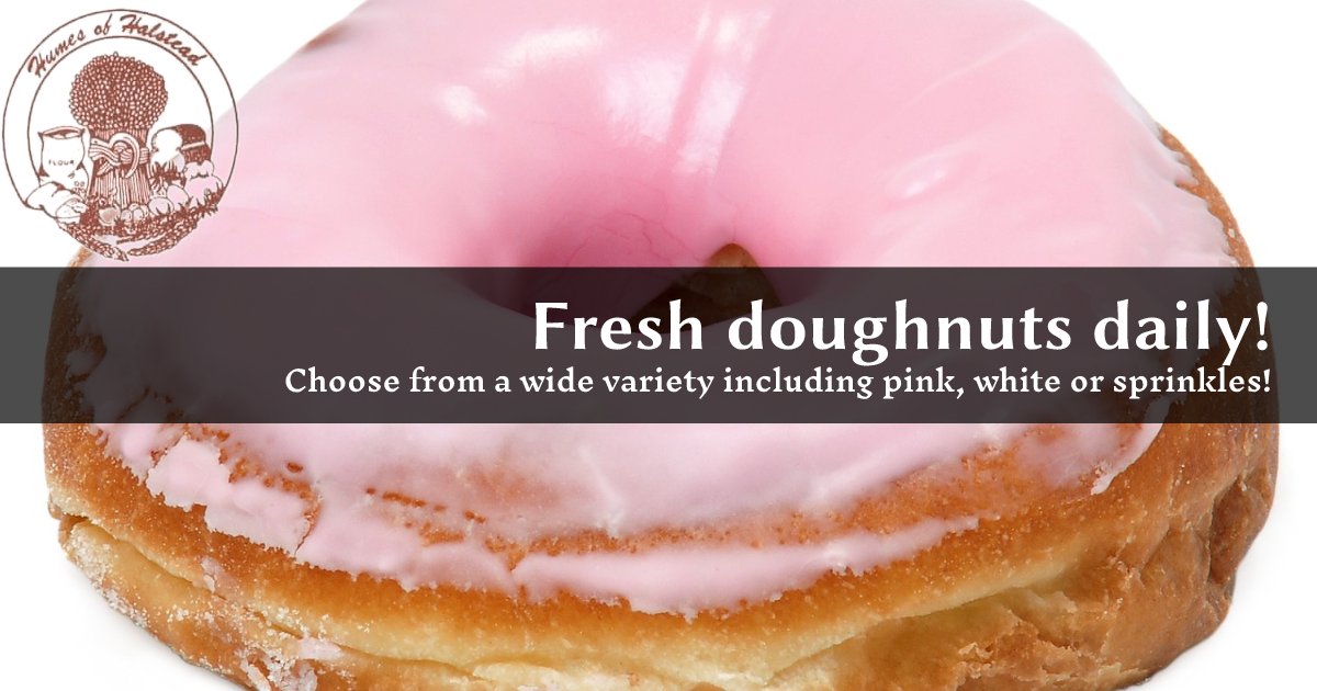Humes_Bakery's tweet photo. We're back! Cheer up that first day back at work feeling with one of our delicious and fresh #Doughnuts! 

Ring 01787 472375 to avoid disappointment! 

#HumesBakery #Doughnuts #Donut #Halstead #SmallBakery #LocalBakery https://t.co/AFyFcKTsO1