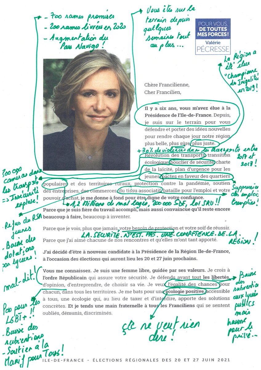 idf_ecologie's tweet image. 3,5/20. C’est la note qu’on donne à @vpecresse. 📝
Depuis quelques semaines elle fait distribuer à l’ensemble des Francilien·nes un courrier qui méritait une petite correction et un avertissement.