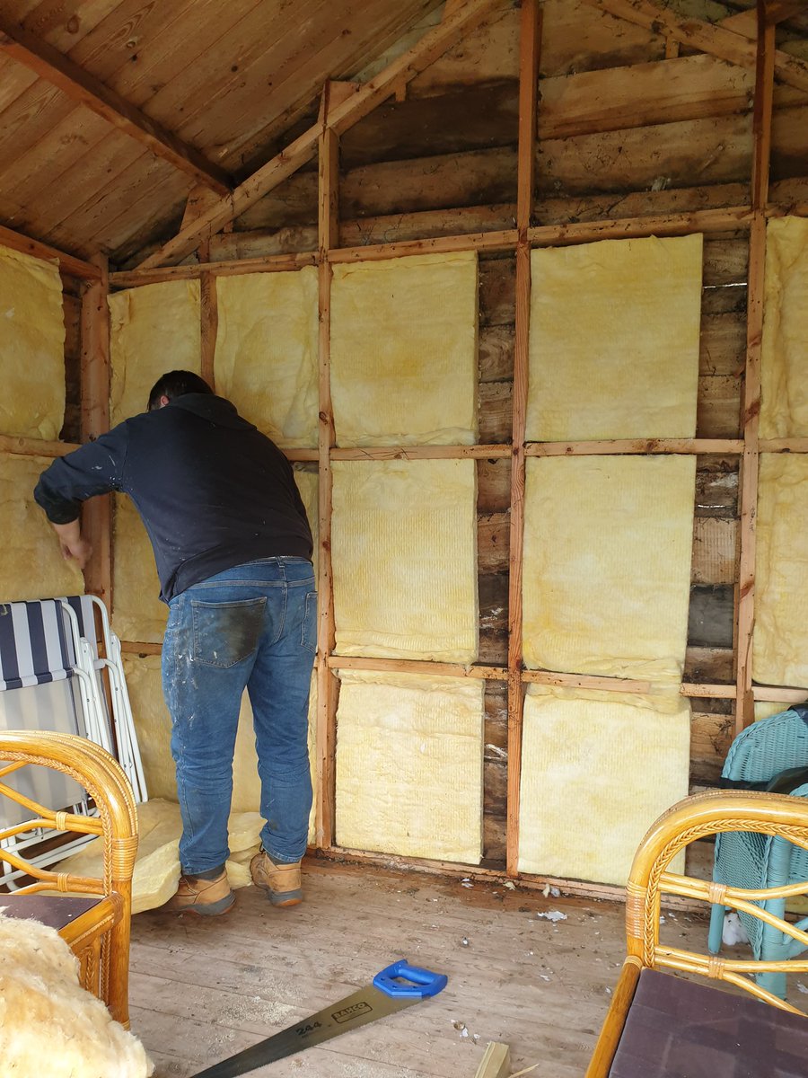 HorseTimeorguk's tweet photo. And Stuart is being very busy insulating, plaster boarding and roof fixing our tea shed. It's all go here at Horse Time. 

Once again thank you to everyone for your fantastic donations.

#horsetime #horseshelpinghumans #equinetherapy #littleswinton #mentalhealth https://t.co/Kxo1fkQdfC