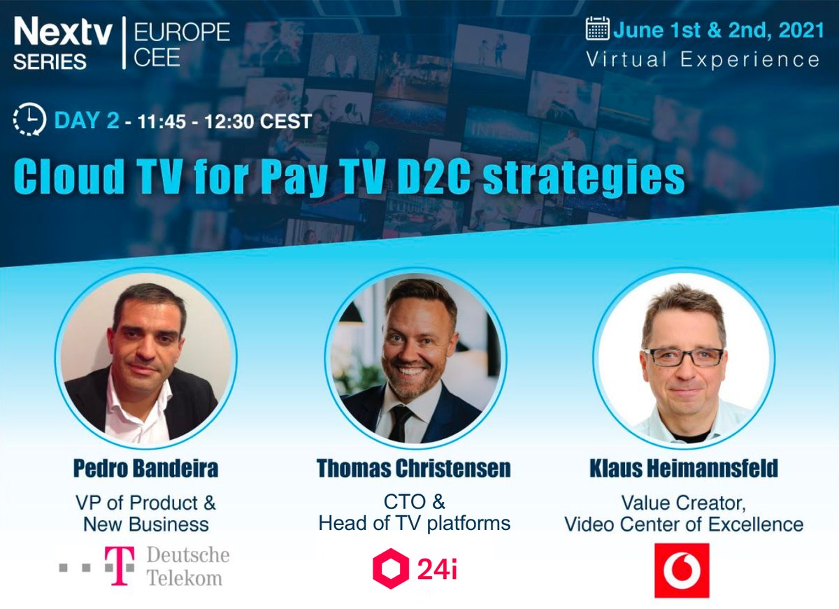 24i_Media's tweet photo. Join our new CTO Thomas Christensen at Nextv Series Europe &amp; CEE tomorrow as he talks #Cloud TV strategies for #PayTV with Vodafone &amp; Deutsche Telekom.: https://t.co/FF5Obt2ctt https://t.co/EdOJsNKyD5