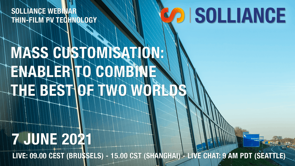 SollianceSolar's tweet photo. Mass Customisation can open the #energytransition. Combining technology used in large volume production, the industry 4.0 #customisation, large surfaces of #solar can be produced in the near future. 
Join the Solliance webinar on #MassCustomisation: https://t.co/jT33WIbqIK https://t.co/l4H3CAxAiC