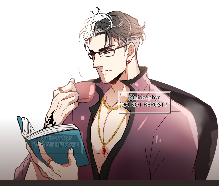 「Modern LaoYan would wear glasses when re」|NIŃ 🐺💞🦌のイラスト