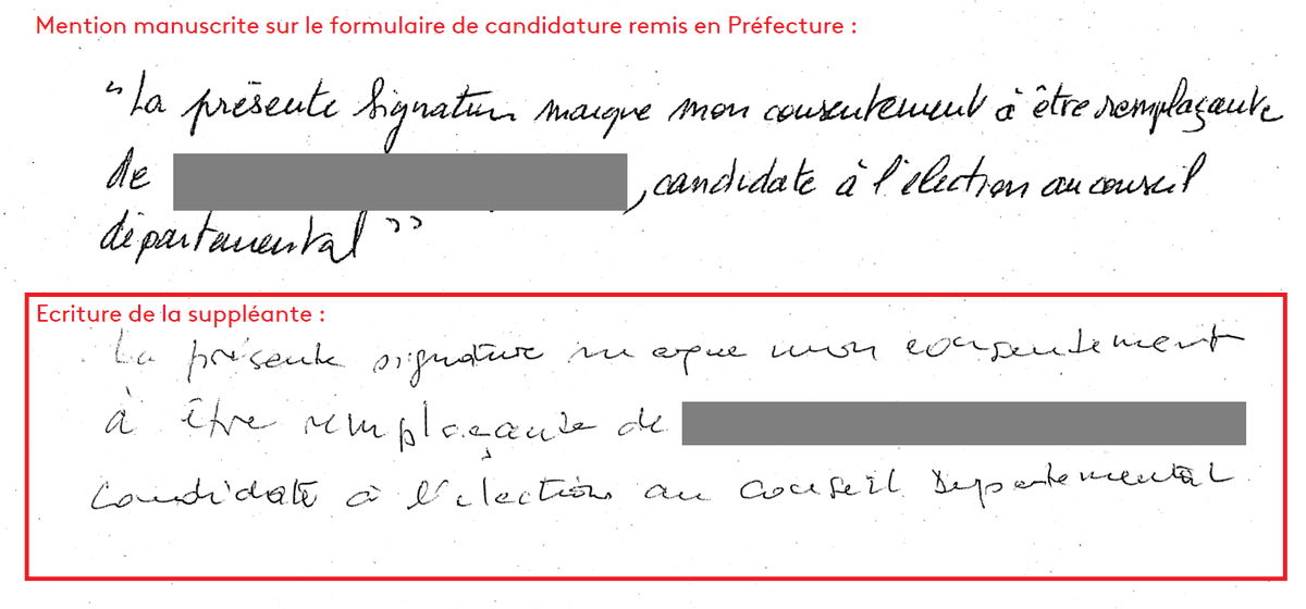 Ambroise Bouleis (@abouleis) on Twitter photo 🔴Candidate à son insu ! Avec <a href="/AdrianJaouen/">Adrian Jaouen</a>, nous avons appris à une personne âgée qu'elle était suppléante pour le <a href="/RNational_off/">Rassemblement National</a> aux départementales dans le 95.
La mention manuscrite sur le formulaire de candidature n'est pas de sa main.⤵️
@infofrance2
francetvinfo.fr/politique/fron… 🔴Candidate à son insu ! Avec <a href="/AdrianJaouen/">Adrian Jaouen</a>, nous avons appris à une personne âgée qu'elle était suppléante pour le <a href="/RNational_off/">Rassemblement National</a> aux départementales dans le 95.
La mention manuscrite sur le formulaire de candidature n'est pas de sa main.⤵️
@infofrance2
francetvinfo.fr/politique/fron…