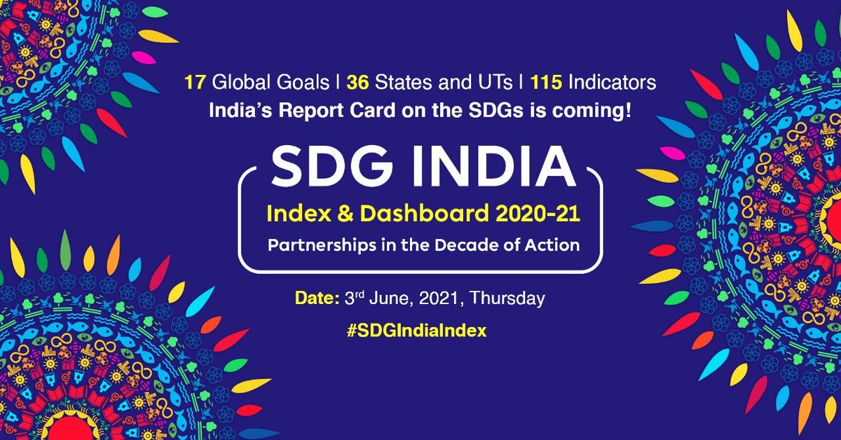 17 Global Goals, 36 States and UTs, 115 Indicators - India's most comprehensive scorecard on the #SDGs is coming! 

Stay tuned for the release of the #SDGIndiaIndex and Dashboard on 3rd June.