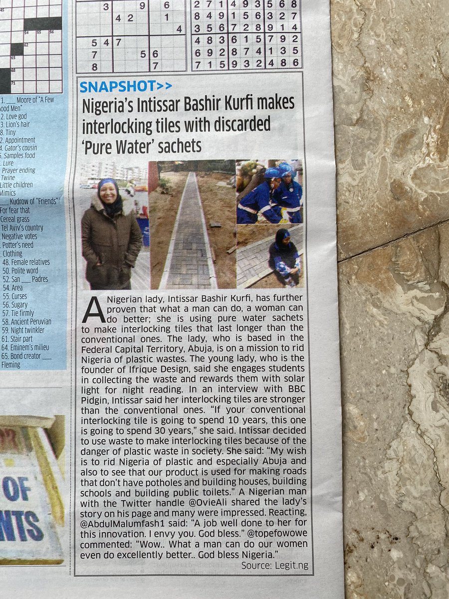 Arewagirl's tweet photo. @daily_trust @legitngnews @IntissarKurfi making us proud. Please where can get the tiles to buy? We must support those who support others https://t.co/qRCyz8Nr2e