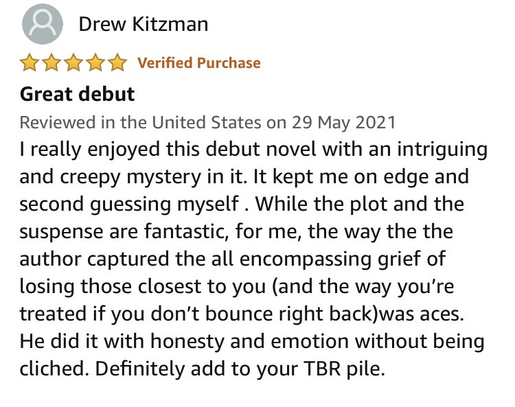 Thank you so much Drew Kitzman for this 5⭐️ Amazon review 🙂

If you’d like to grab a copy of The Boy in the Well, you can from here: mybook.to/theboyinthewell

Read for free on #kindleunlimited 📚

#readingcommunity #amreading #books #fiction #bookreviews