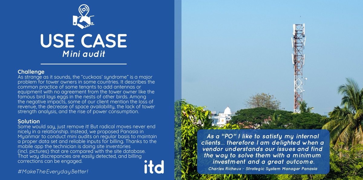 Have you ever heard about the “cuckoos’ syndrome”? At ITD, we take it seriously because it impacts our clients’ revenue &amp; the safety on site. Our solution was implemented easily but still, audits have a cost that clients should put in perspective before going for it. #ClickOnSite