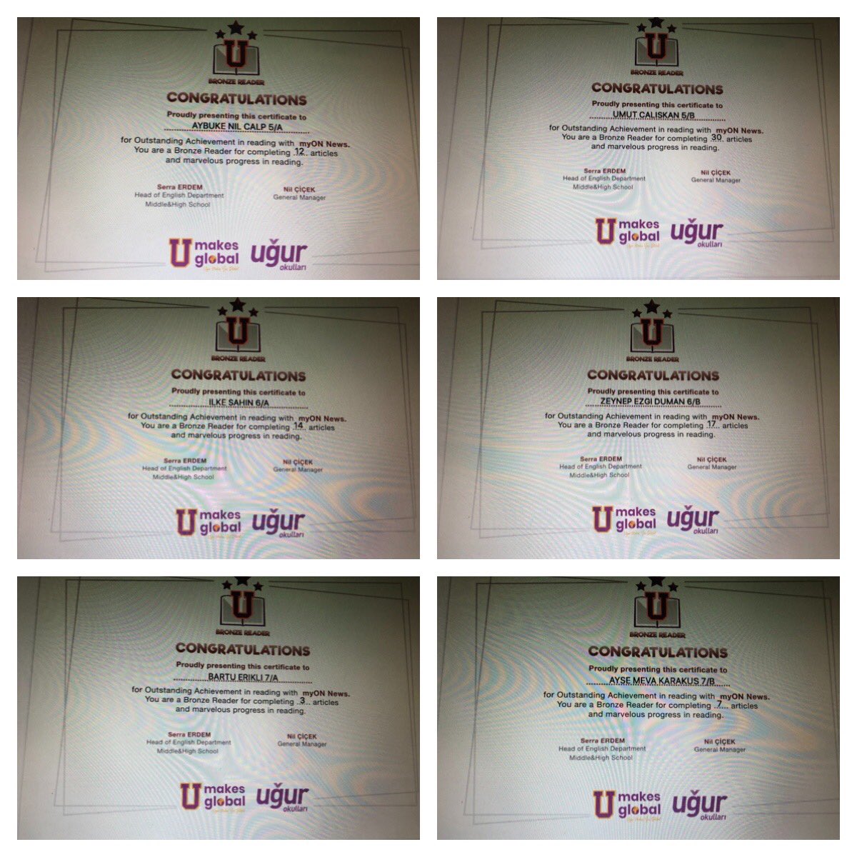 renata_tuncer's tweet photo. Proudly presenting our Myon readers of the month💜💜💜💜#UmakesUglobal #Myon @ugur_okullar @balgatortaokul @nilcicek @ardaergez @seazra @ozlemsonmez14 @BANU_BAKIR @TeacherMerve https://t.co/JB7arxeiGU