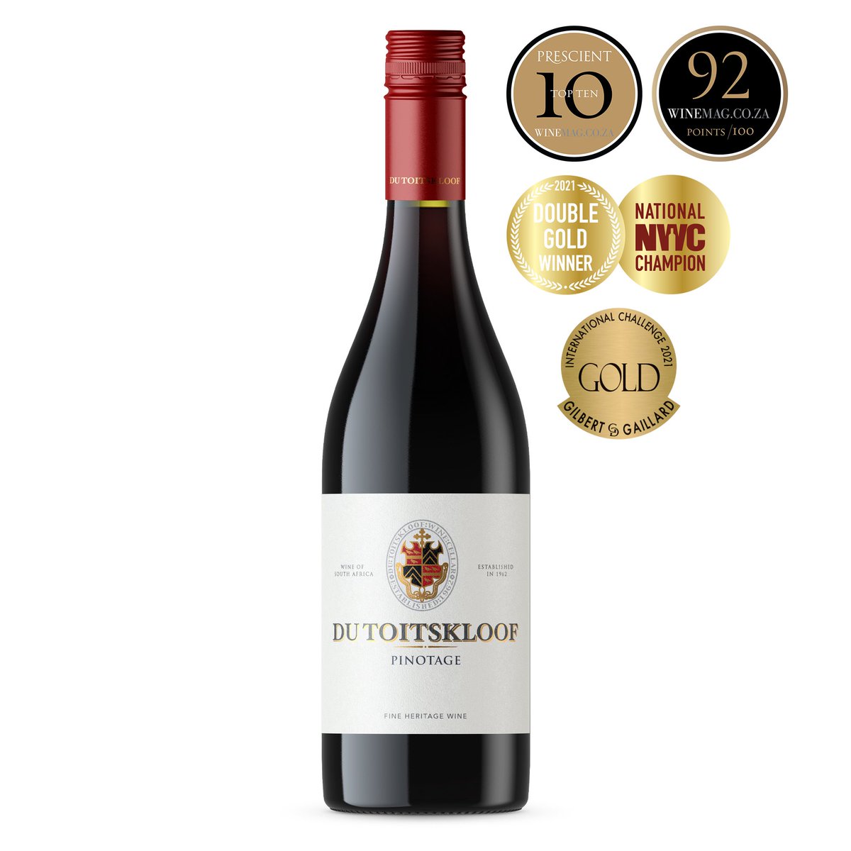 dtkwines's tweet photo. Du Toitskloof Pinotage 2018 announced as @Winemag Top 10 Pinotage in their 2021 Pinotage Report. This vintage was also recently awarded Double Gold at the National Wine Challenge @bbwdotcom and Gold @gilbertgaillard - sells at R75.00 https://t.co/xGtTZE2m3t