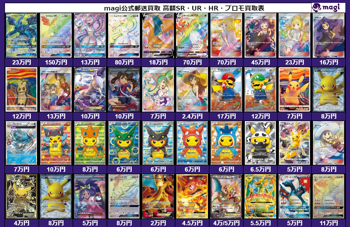 Magi公式 高額ポケカ 買取窓口 リザードンex Sr2万 リザードンex Sr4 5万 リザードンex Sr仕様4万 未開封5万 Mリザードンex Sr5 5万 リザードンgx Ssr5万 リザードンgx Hr11万 ポケモンカード買取 ポケカ買取 Magi買取 Twitter