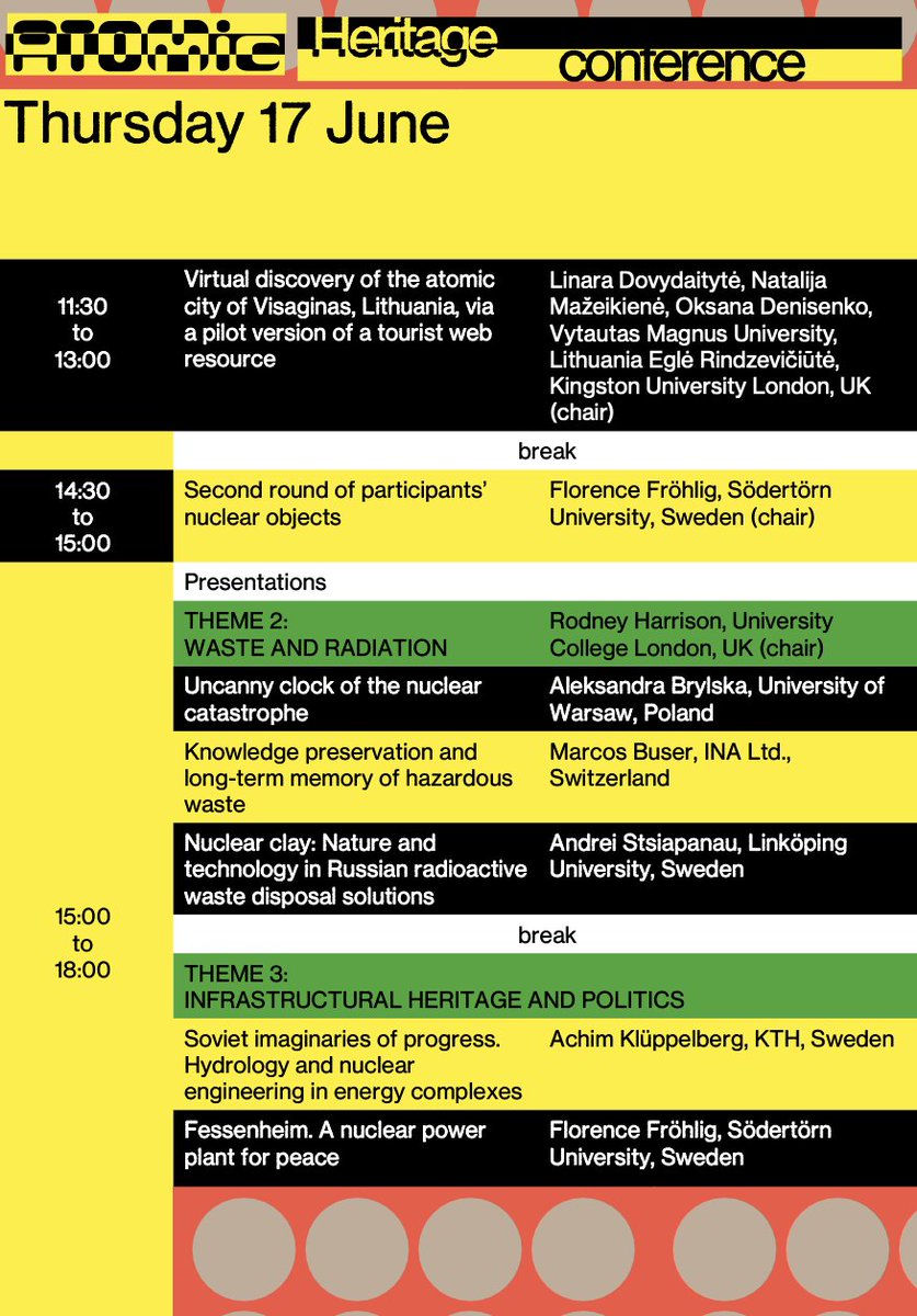 Online Atomic Heritage Conference - 15-18 June 2021 organised by colleagues at <a href="/Tema_T_Eng/">Tema_T_Eng</a> 

Lots of exciting speakers, including a public webinar with <a href="/katebrownMIT/">Kate Brown</a>, available to join here 
liu-se.zoom.us/webinar/regist…