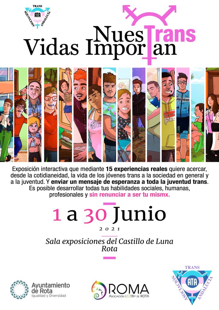 🔴Inauguración 'NuesTrans Vidas Importan'

⚧ Con la colaboración del @RotaAyto y 'Roma Asociación LGBTI', se inaugura hoy 'NuesTrans Vidas Importan'. Un proyecto de <a href="/ATA_Trans/">ATA-Sylvia Rivera 🏳️‍⚧️ #HayLeyTrans</a> que pretende acercar de manera positiva la realidad y vidas de las personas trans.

¡No te lo pierdas!